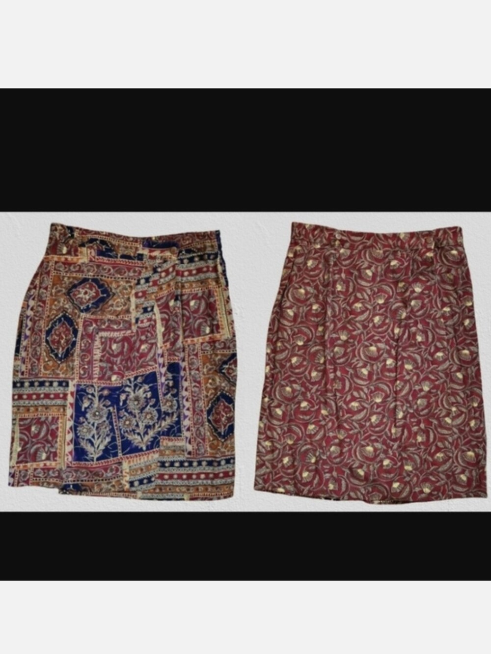 Reversible Wrap Silk Skirt Paisley Size 8 Petite